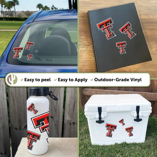 Vista 2 de Desert Cactus Calcomanías de vinilo de la Universidad de Texas Tech TTU Red Raiders, calcomanías de vinilo para botella de agua para laptop, hoja