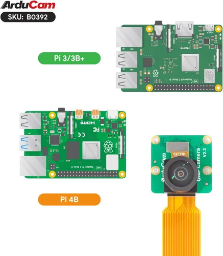 Vista 5 de Arducam Cámara ultra gran angular de 175 grados IMX219 de 8MP para Raspberry Pi, compatible con Pi 5, 4 Modelo B, 3/3B+ y Zero 2W