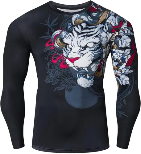 Vista 5 de Camisetas deportivas deportivas de manga larga con cuello redondo y compresión de manga larga