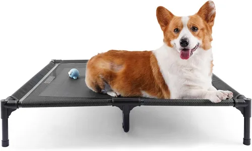 Vista 16 de suddus Cama elevada para perros medianos, cuna refrescante de doble soporte con malla Teslin, cama portátil impermeable para mascotas