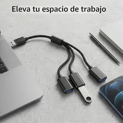 Vista 8 de Divisor USB de 1 entrada y 3 salidas, adaptador divisor USB A, USB 2.0 actualizado 2026 macho a 3 hembras, cable concentrador de extensión Y