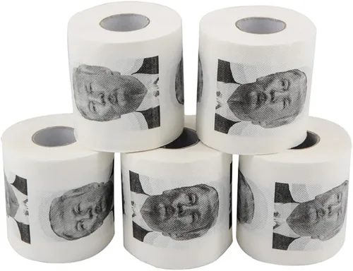 Vista 4 de Rollo de papel higiénico de Donald Trump, divertido regalo de broma de humor político, regalos para republicanos y demócratas