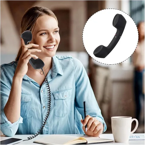 Vista 2 de FLEXMAN Teléfono retro Bluetooth, a prueba de radiación con enchufe de 0.138 in, multifunción, clásico, retro, para decoración de teléfonos Negro