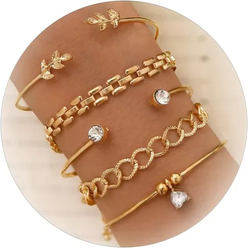 Vista 36 de Long tiantian Pulsera de oro gruesa para mujer, pulseras de oro delicadas, pulseras para mujer, pulseras apilables de eslabones de cadena