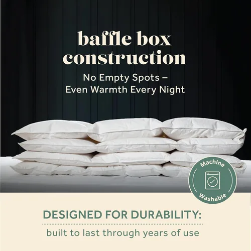 Vista 3 de ComfyDown Edredón blanco de plumón de ganso, fabricado en Estados Unidos, funda de edredón 100% algodón egipcio de 600 hilos, 800+ potencia