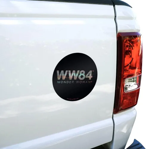 Vista 4 de Wonder Woman 1984 Glitchy 80s Logo Automotive Car Window Locker Circle Bumper Sticker