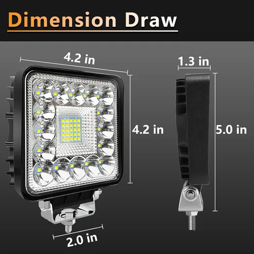 Vista 2 de Luces LED para tractor de 4 pulgadas con forma de cubo de 12 V, 120 W, luces antiniebla para camiones, barcos, SUV