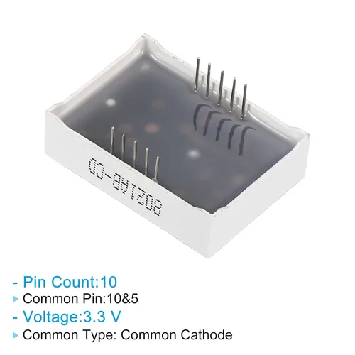 Vista 4 de PATIKIL Tubo digital con pantalla LED, paquete de 5 unidades de cátodo común 7 segmentos 10 pines 2 bits 3.3 V módulo de pantalla LED para placa