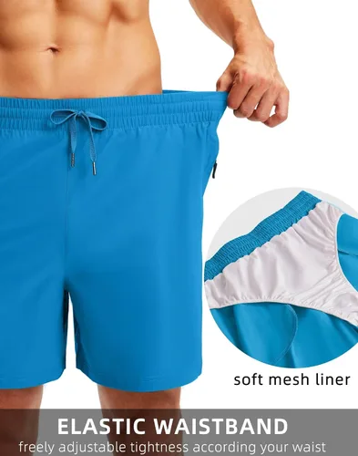 Vista 5 de Viodia Traje de baño para hombre de 5 pulgadas con bolsillos con cremallera, pantalones cortos de playa de secado rápido para hombre, traje de baño