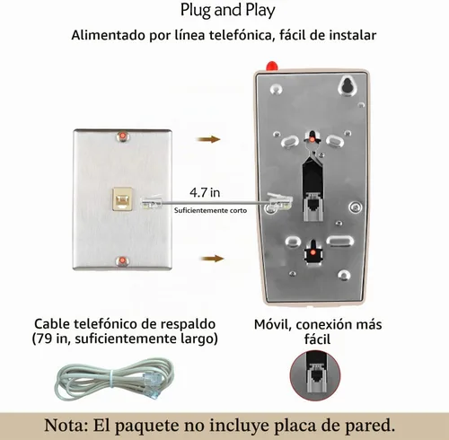 Vista 8 de HTMengt - Teléfono de pared tradicional con campana de metal, teléfono de pared clásico 2554 (compatible con audífonos), teléfono de pared retro