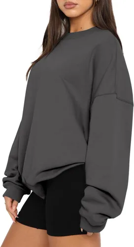 Vista 3 de Angerella Sudaderas de manga larga para mujer, estilo casual, cuello redondo, ajuste holgado, sudadera con capucha de forro polar para otoño