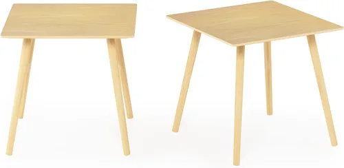 Vista 10 de Furinno Mesa auxiliar pequeña, cuadrada, roble