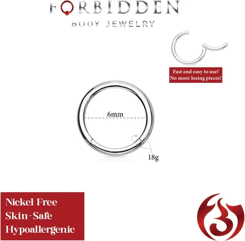 Vista 88 de Forbidden Body Jewelry - Piercing para la nariz de acero quirúrgico 316L con bisagra, 14G, 16G, 18G, diámetro de 15/64, 5/16, 25/64, 15/32 pulgadas