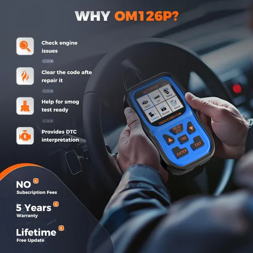Vista 2 de AUTOPHIX Escáner OM126P+ OBD2, lector de código de luz de verificación del motor, escáner de código de automóvil para diagnóstico automotriz, leer