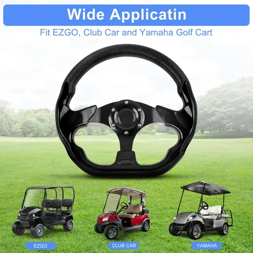 Vista 6 de Volante para carrito de golf, compatible con EZGO TXT RXV, Club Car DS Precedent Tempo, Yamaha G2-G29 para la mayoría de los carritos de golf