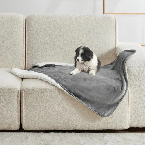 Vista 17 de Manta impermeable para cama, sofá, manta líquida suave a prueba de orina para perro, cachorro, gato, protector reversible de vellón Sherpa