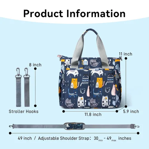 Vista 3 de Bolsa de pañales impermeable para mamá y papá, bolsas de viaje medianas multifunción (paraíso de gatos)
