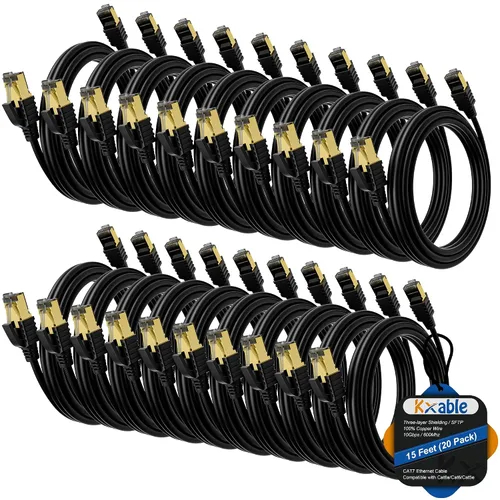 Vista 26 de Kxable Cable Ethernet Cat 7 de 1 pie, cable de Internet de alta velocidad Cat7, cable de red LAN RJ45 CAT7, triple blindaje SFTP de 10 Gbps 600 Mhz