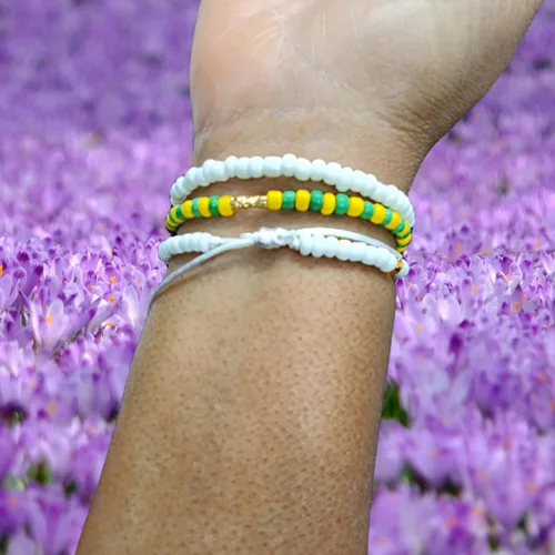 Vista 3 de Hecho a mano contra el mal de ojo orishas joyería de protección Ilde elástico elástico ajustable con cuentas unisex amuleto pulsera conjunto