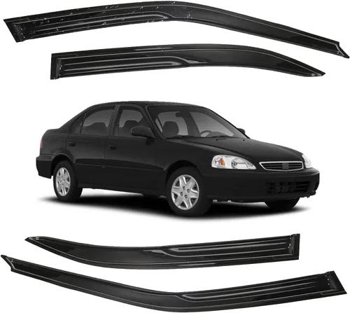Vista 26 de Viseras para ventanas para Mazda 3 Sedán 4 puertas 2004 2005 2006 2007 2008 2009 estilo JDM Mugen, deflector de viento, protector solar y de lluvia