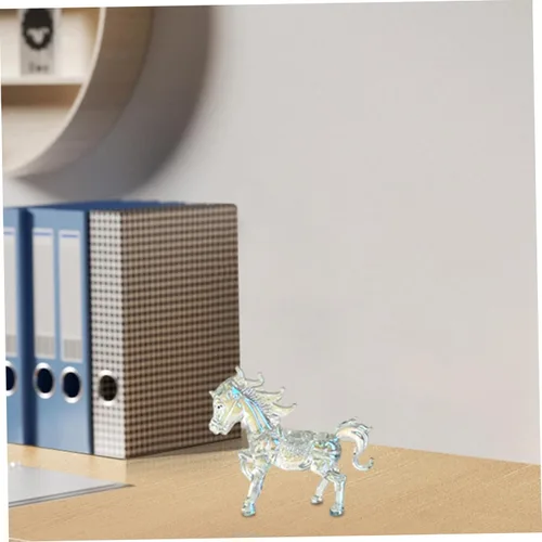 Vista 5 de Estatua de caballo de cristal transparente, figura elegante para decoración de oficina en casa, escultura animal para exhibición