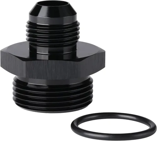 Vista 33 de 4AN macho a 4AN ORB con junta tórica Boss adaptador de riel de bomba de combustible de aluminio negro