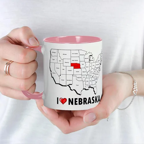 Vista 69 de CafePress I Love Nebraska Taza de café de cerámica de 11 oz (11.0 fl oz)