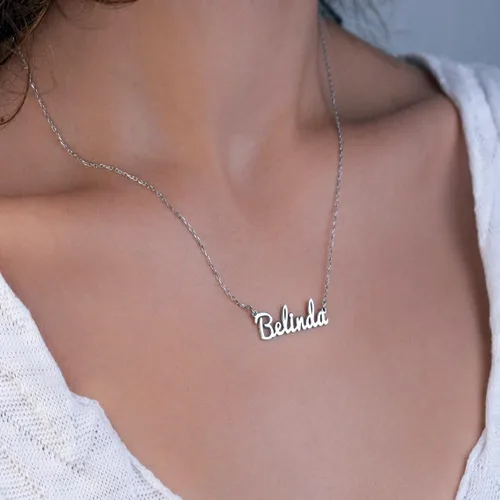 Vista 2 de Dreamdecor - Collar con dije, nombre personalizado, plata de ley, regalo de joyería para mujer