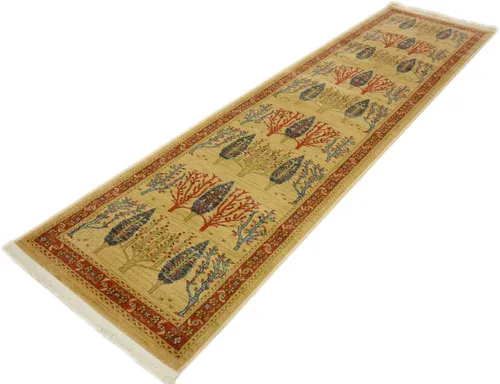 Vista 6 de Unique Loom Fars Collection - Alfombra moderna de diseño botánico inspirado en tribal, 2 pies 7 pulgadas x 10 pies 0 pulgadas, bronceado/rojo