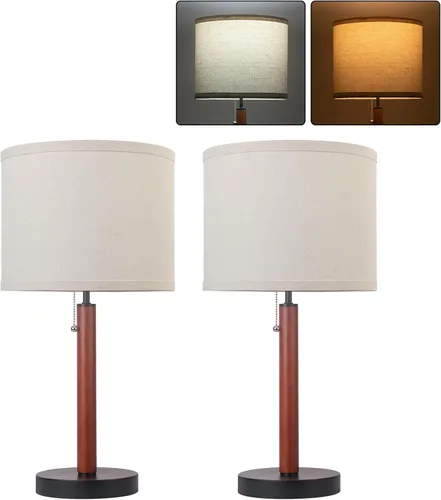 Vista 12 de HonoDing Lámpara de escritorio vintage para sala de estar, lámpara de mesa de mediados de siglo para dormitorio, lámparas de noche para mesitas