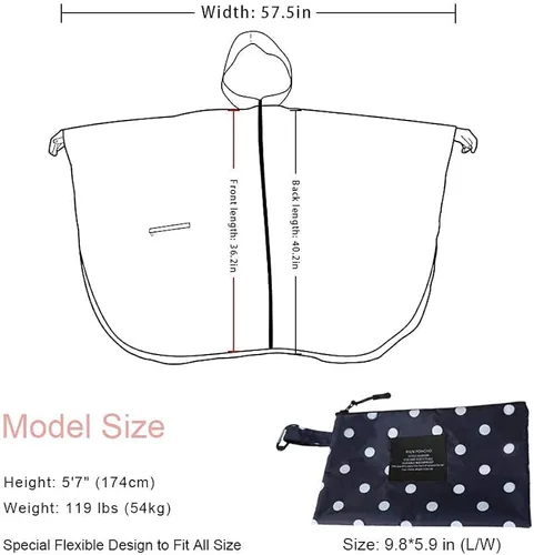 Vista 2 de POWINSUN Chubasquero impermeable con capucha y bolsillo para mujereshombresadultos