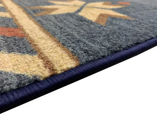 Vista 7 de Tapete de colección Nevita con diseño geométrico nativo americano del sudoeste, Sintético, Azul