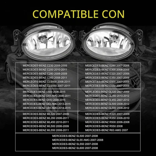 Vista 5 de Par de luces antiniebla para parachoques delantero con 9006 para Clase E ML CLK