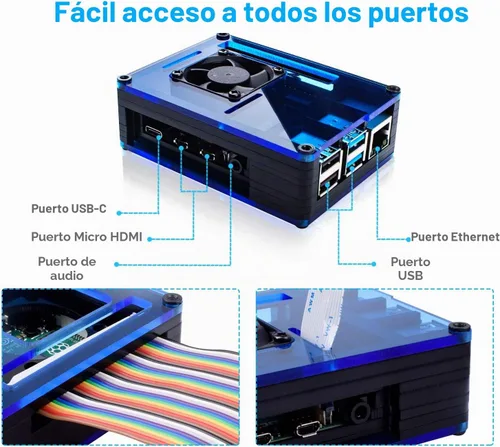 Vista 2 de Miuzei Funda para Raspberry Pi 4 Modelo B 4gb con ventilador