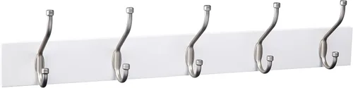 Vista 8 de Amazon Basics - Perchero de pared rectangular estilo casa de campo con ganchos de almacenamiento, 5 ganchos, color madera de granero Casa de campo
