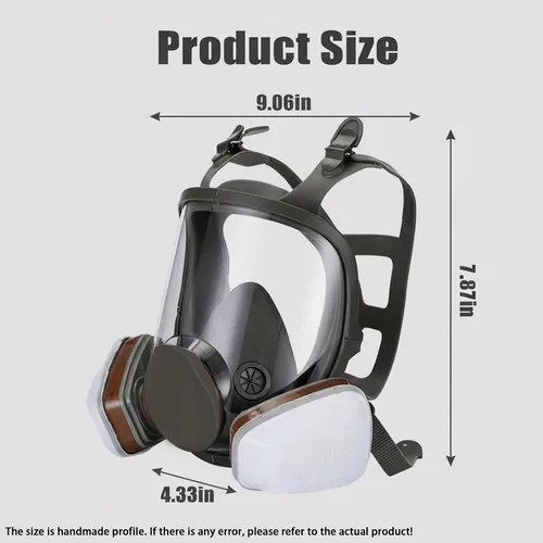 Vista 2 de Aconite Máscara respiradora con filtros, 10 almohadillas de repuesto para polvo, máscara facial completa reutilizable para pintura, soldadura
