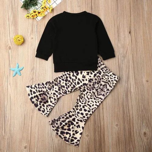 Vista 3 de Conjunto de 2 piezas 3 piezas de ropa de verano para niños pequeños, camiseta con volantes y estampado en forma de corazón