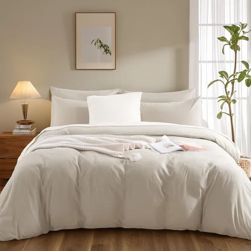 Vista 197 de NEXHOME PRO Funda de edredón Twin XL 100% algodón lavado, transpirable, duradera, texturizada, similar al lino, juego de ropa de cama para el hogar