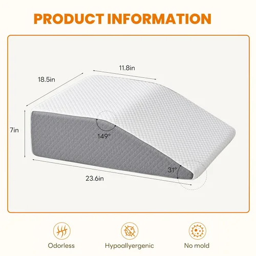Vista 3 de Almohada de cuña para aliviar el dolor de espalda, almohada de reflujo ácido, almohadas de espuma viscoelástica para dormir, almohada triangular