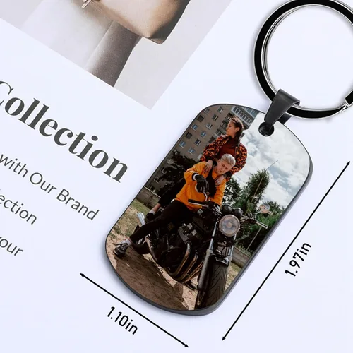 Vista 3 de Llavero personalizado con imagen, llavero personalizado con foto, texto grabado, regalo conmemorativo familiar personalizable