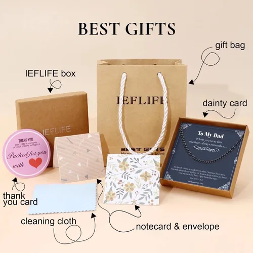 Vista 7 de IEFLIFE Cadena de regalos para hombres, eslabones cubanos gruesos color negrodoradoplata, regalos de graduación para él, niños, día del padre, San