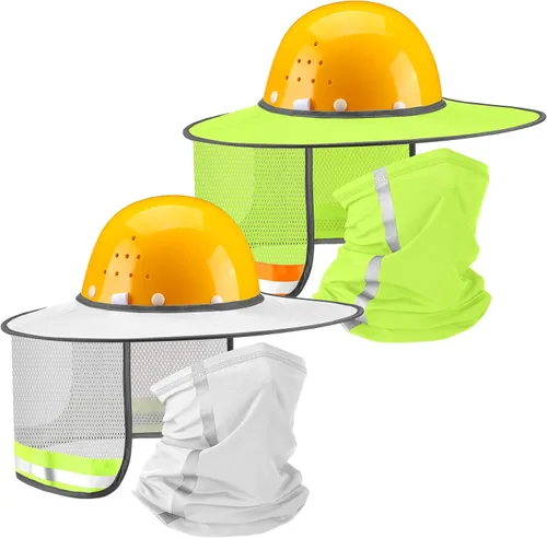 Vista 14 de SATINIOR 4 unidades de sombrero duro para sombrero de alta visibilidad, visera de sol y polaina para el cuello, bandana con tira reflectante, Negro