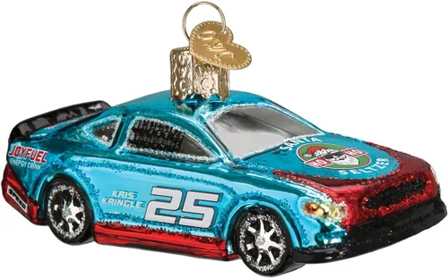 Vista 2 de Old World Christmas Adorno soplado de vidrio para coche deportivo de carreras, para árbol de Navidad, decoración navideña artesanal, colección