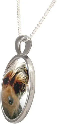 Vista 3 de Arthwick Store Collar con colgante de cachorro de perro Yorkie, Metal Esmalte