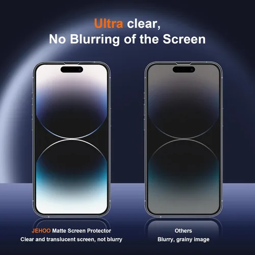 Vista 5 de 2 Pieces for iPhone 14 Pro Max Matte Tempered Glass Film