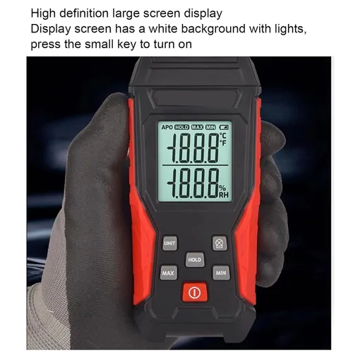 Vista 2 de Asixxsix Digital Temperature Humidity Meter, Thermometer Hygrometer Monitor with Data Hold, Backlight Screen Display, Handheld Temperature and