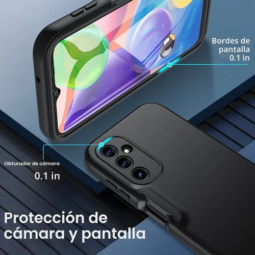 Vista 4 de Hensinple Funda para Samsung A14 5G, 360 cuerpo completo a prueba de golpes, funda para Samsung A14 A14 con protector de pantalla integrado, funda