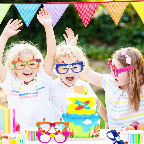 Vista 3 de Hooqict 9 Piezas Gafas de Ladrillos de Construcción DIY Artículos de Fiesta para Niños Decoraciones y Suministros de Fiesta de Cumpleaños