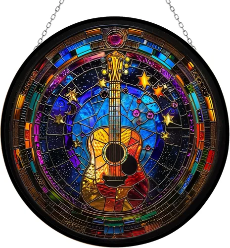 Vista 6 de Atrapasol de vidrio emplomado bohemio con diseño de árbol de la vida para 4 estaciones, colorido adorno de pared de ventana pintado a mano, regalo