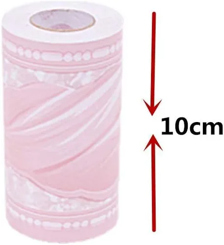 Vista 4 de Bordes de pared autoadhesivos de PVC con lazo rosa para cocina, dormitorio, sala de estar, decoración del hogar, 3.94 pulgadas x 32.8 pies